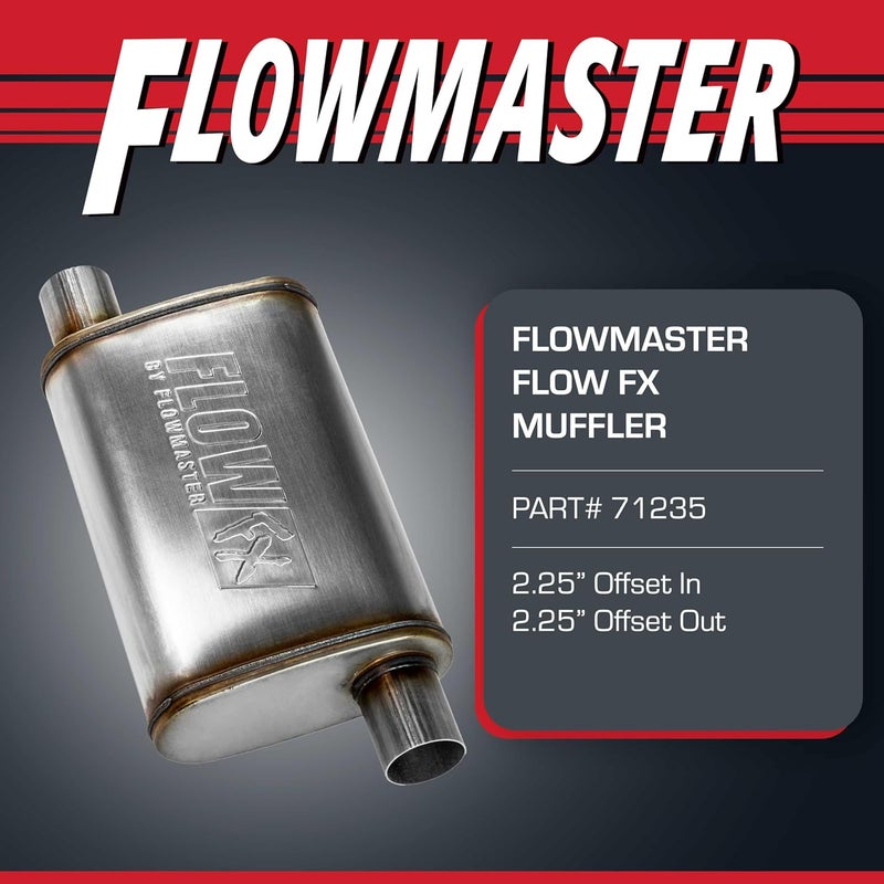 FLOWMASTER Flow FX Chambered Muffler – 2.25” Offset In / 2.25” Offset Out – Moderate Sound – Stainless Steel – Affordable Performance for Modern Trucks, Muscle Cars & Daily Drivers (71235) - Image 2